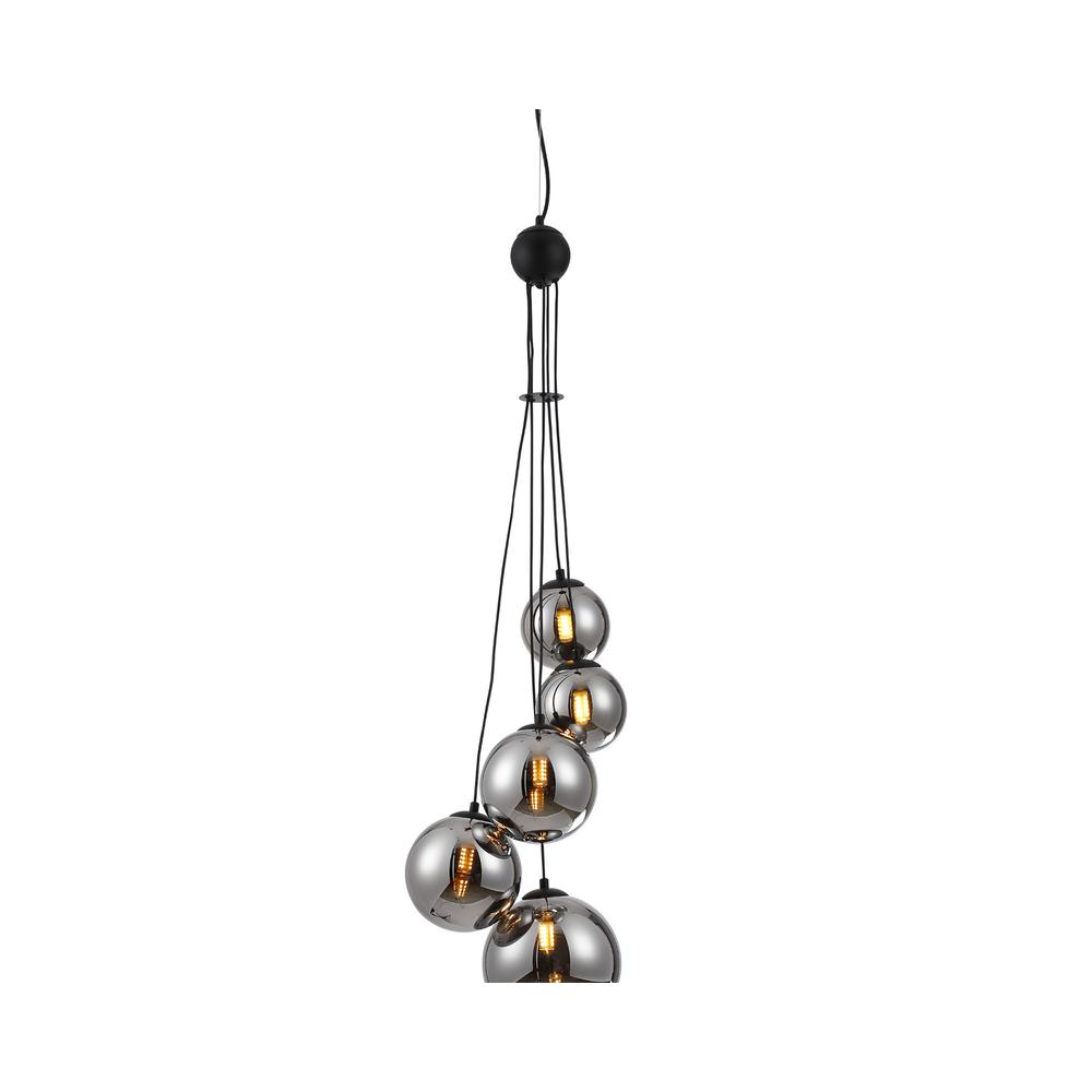 Luxuria Thorne 27cm Pendant 5xG9 Satin Black Chrome Plated Glass