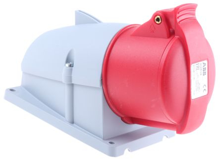 2CMA193139R1000 Easy & Safe Series&#44; IP44 Red Wall Mount 3P+N+E Right Angle Industrial Power Socket&#44;