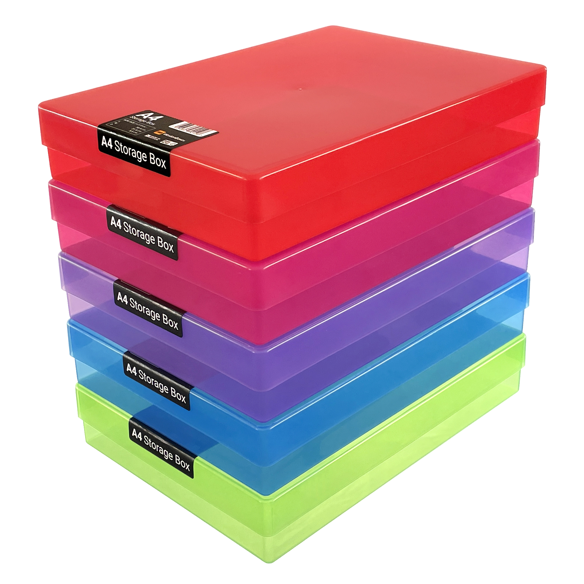 A4 Plastic Storage Box, Colour, Transparent
