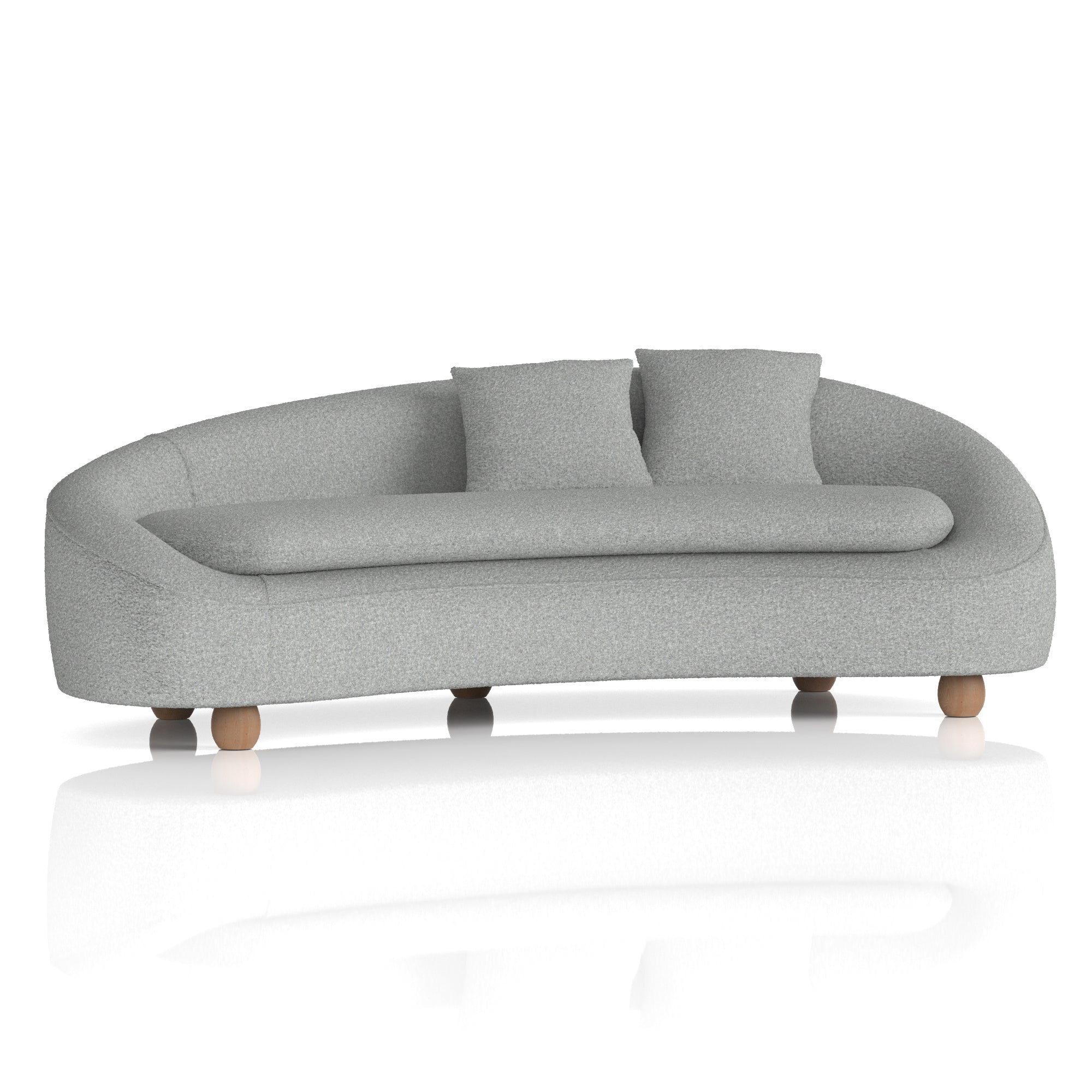 Mimi 3 Seater Curved Grey Boucle Fabric Sofa UK