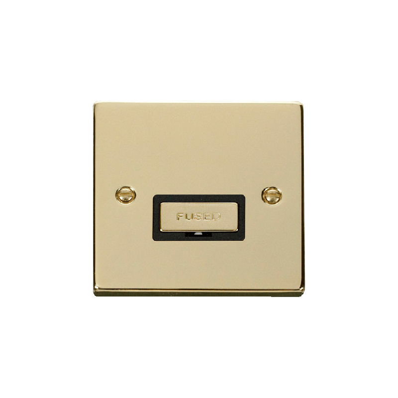 Click Deco 13A Fused 'Ingot' Connection Unit Polished Brass Insert Black