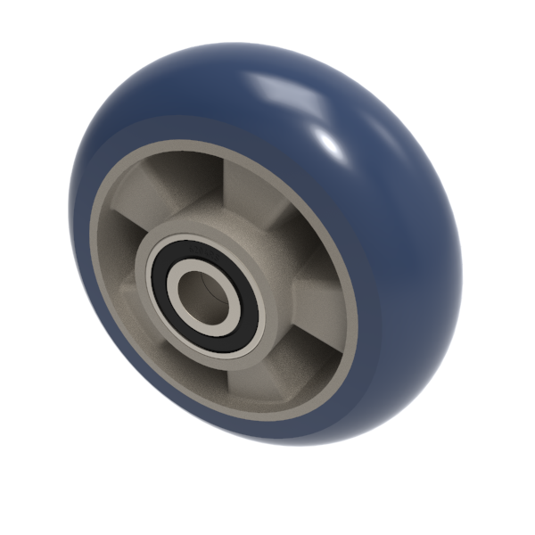 Soft Ergonomic Polyurethane 75 Shore A 150mm Ball Bearing Wheel 500kg Load