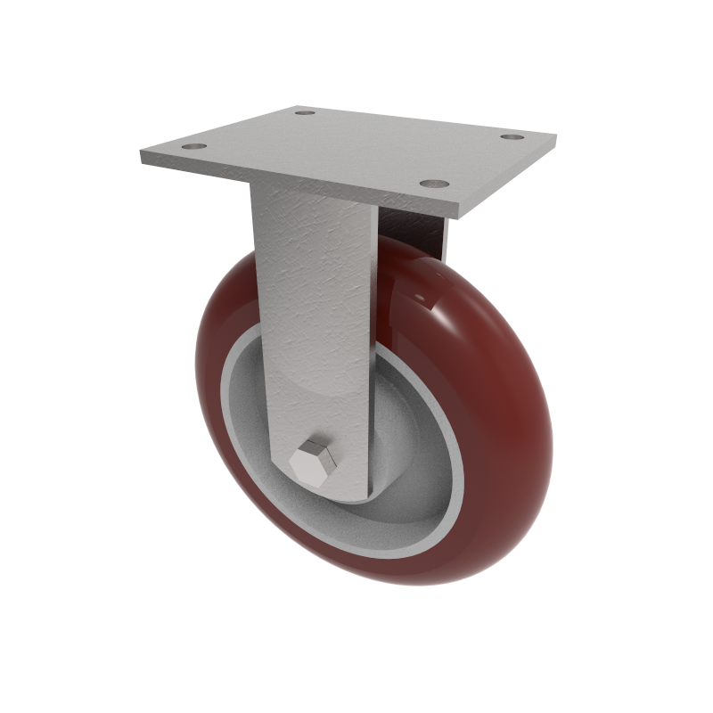 Ergonomic Polyurethane Plate Fixed Castor 200mm 600kg Load