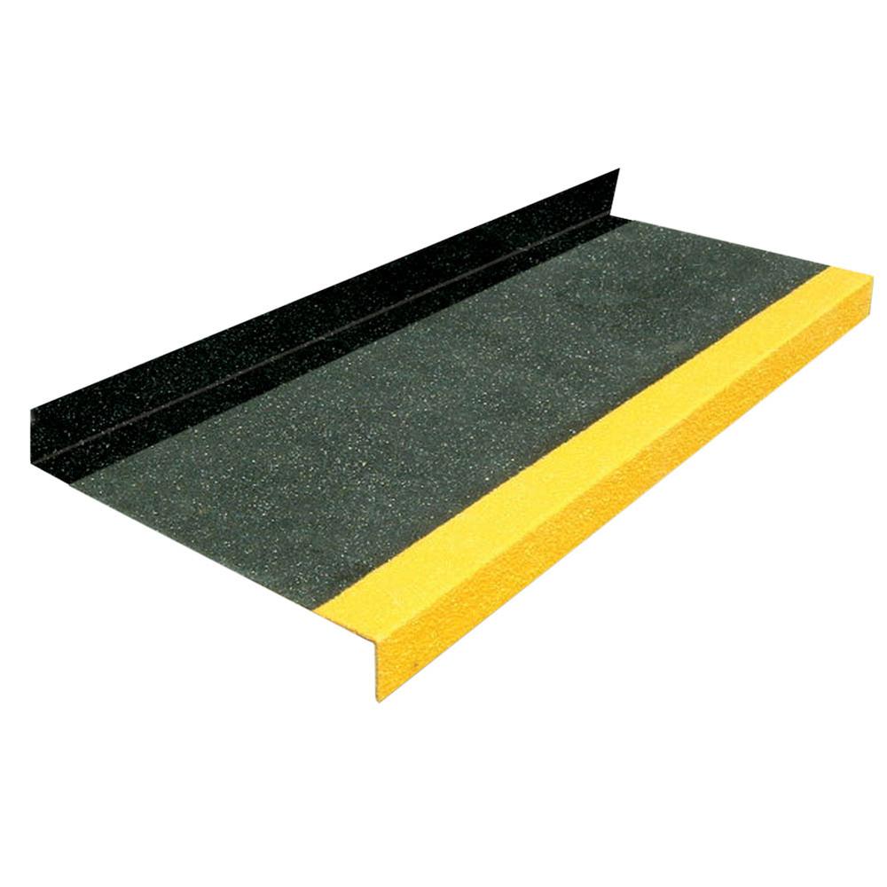 GRP Tread Cover 1000 x 265 x 4mmBlack / Yellow 55mm Turn Up/Turn Down