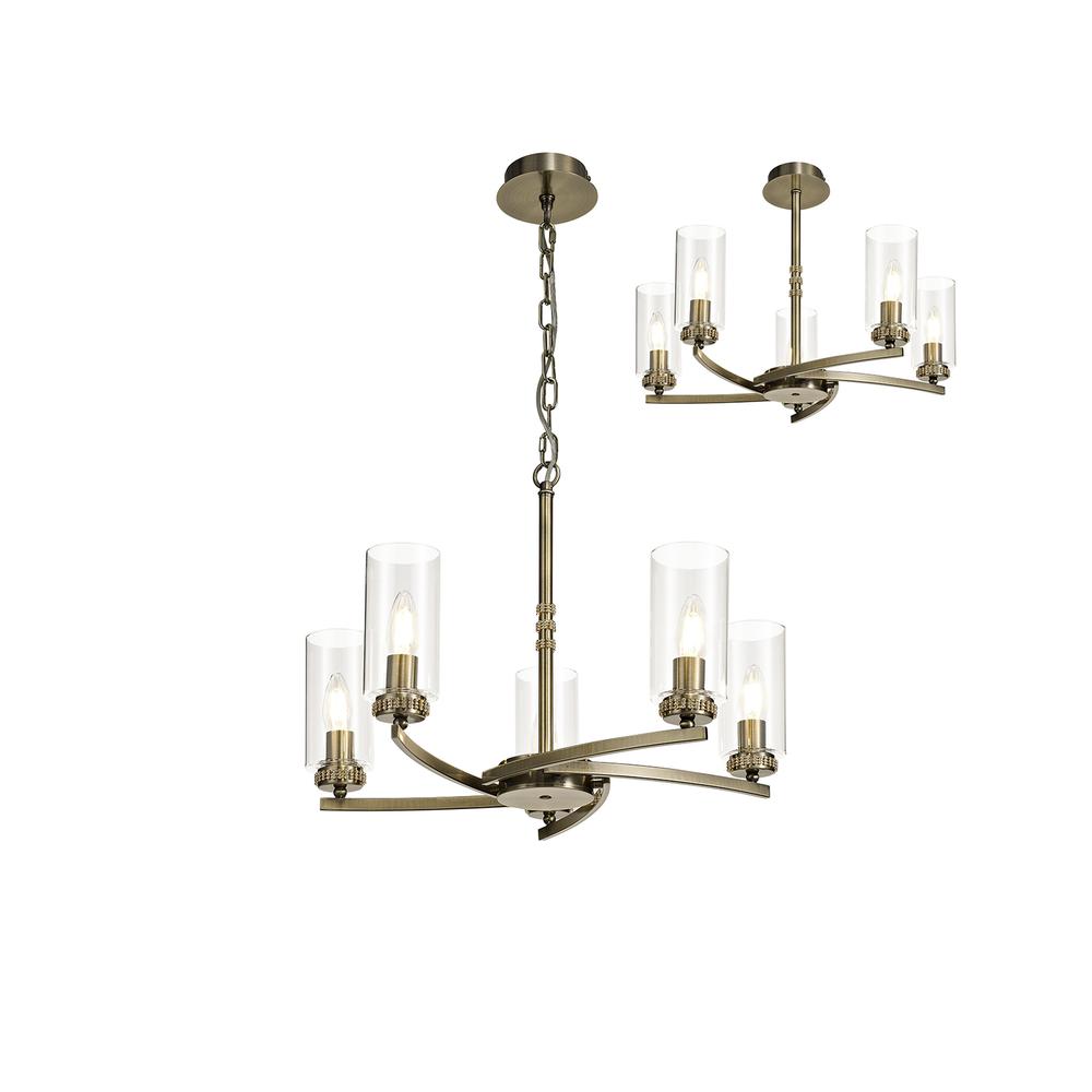 Luxuria Lei 54cm Pendant/Semi Flush 5xE14 Antique Brass