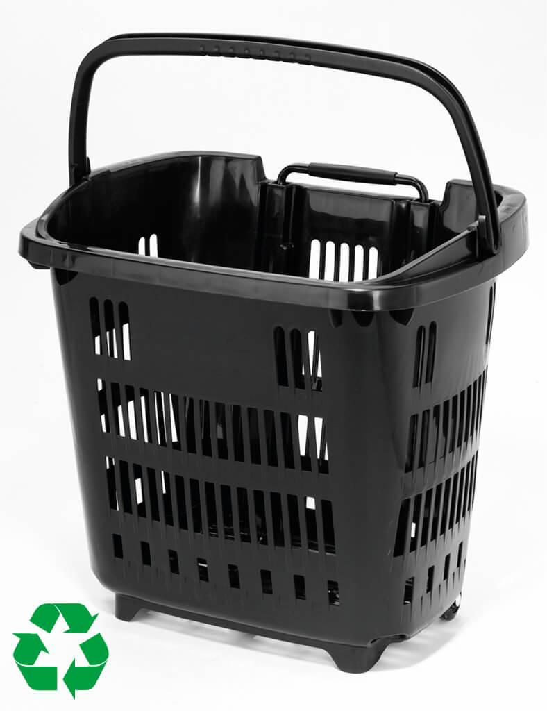 Small Black Recycled Plastic Trolley Basket