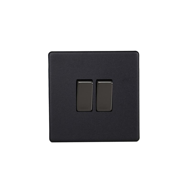 Varilight Urban 2G 10A Intermediate with Rocker Switch Matt Black Screw Less Plate