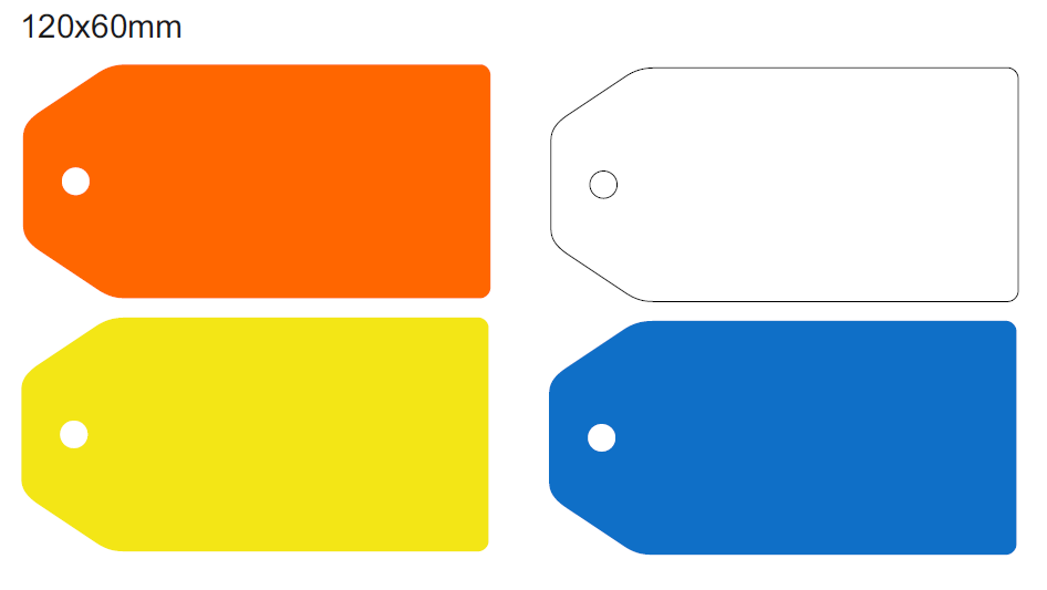 120x60mm Colour-coded Blank Write-On Tags, with fixing hole