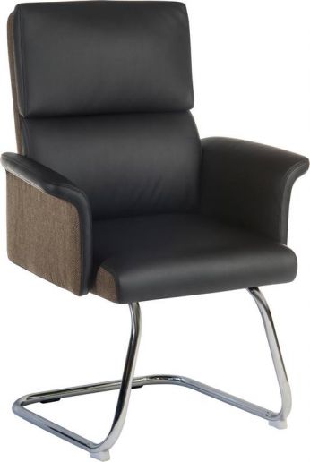 Mid Century Style Medium Back Leather Visitor Chair - Black or Cream Option - ELEGANCE-VISITOR UK