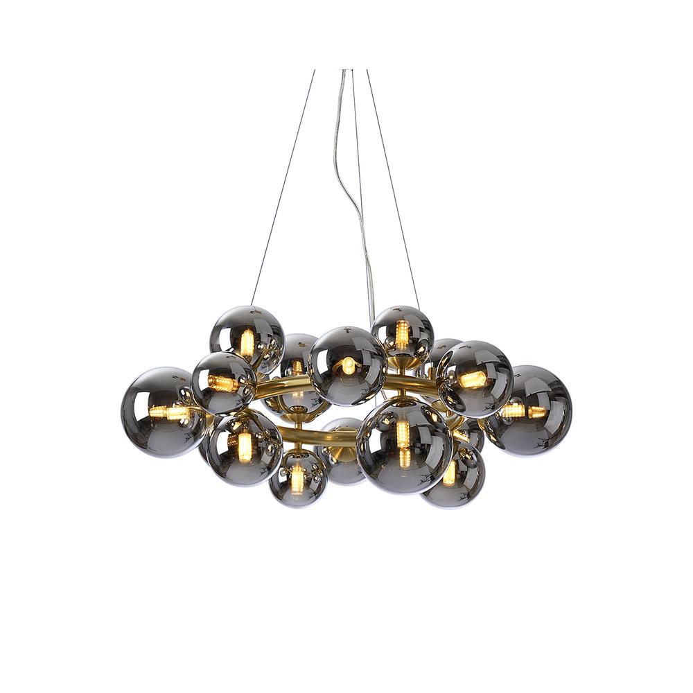 Luxuria Thorne 70cm Circular Pendant 16xG9 Satin Gold Chrome Plated Glass