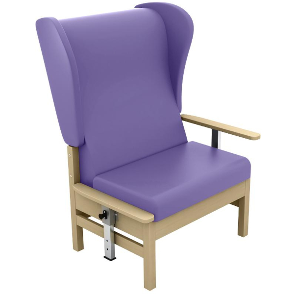 Atlas High Back Bariatric Arm Chair with Wings and Drop Arms - Lilac