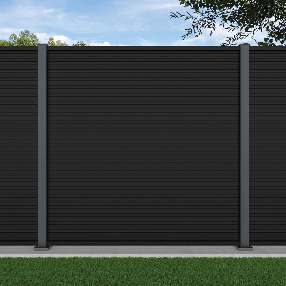 1.8m Ridged Fence Black Sand -Basalt Grey Bolt Down Posts - Metre Price 