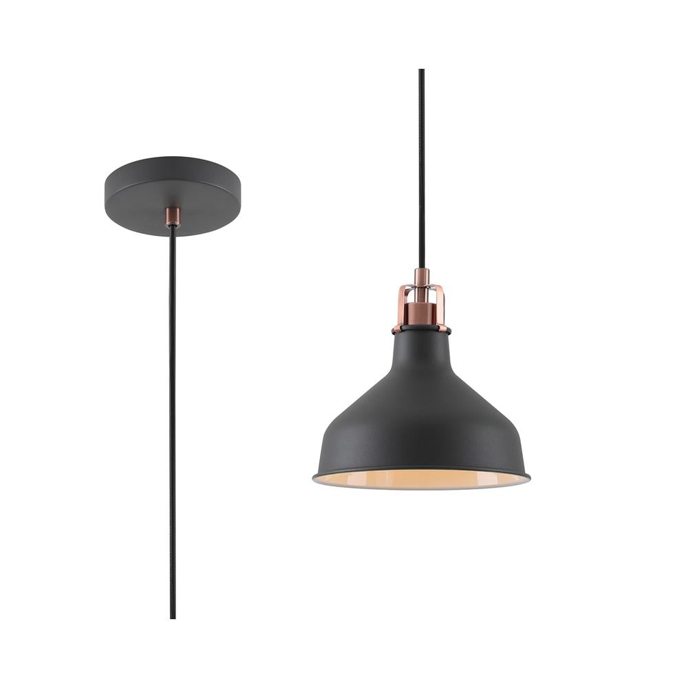 Luxuria Nimbus 19cm Small Pendant Light E27 Graphite/Copper/White