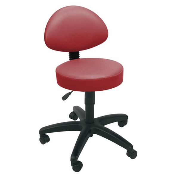 Gas Lift Examination Stool with Back Rest - Red Wine