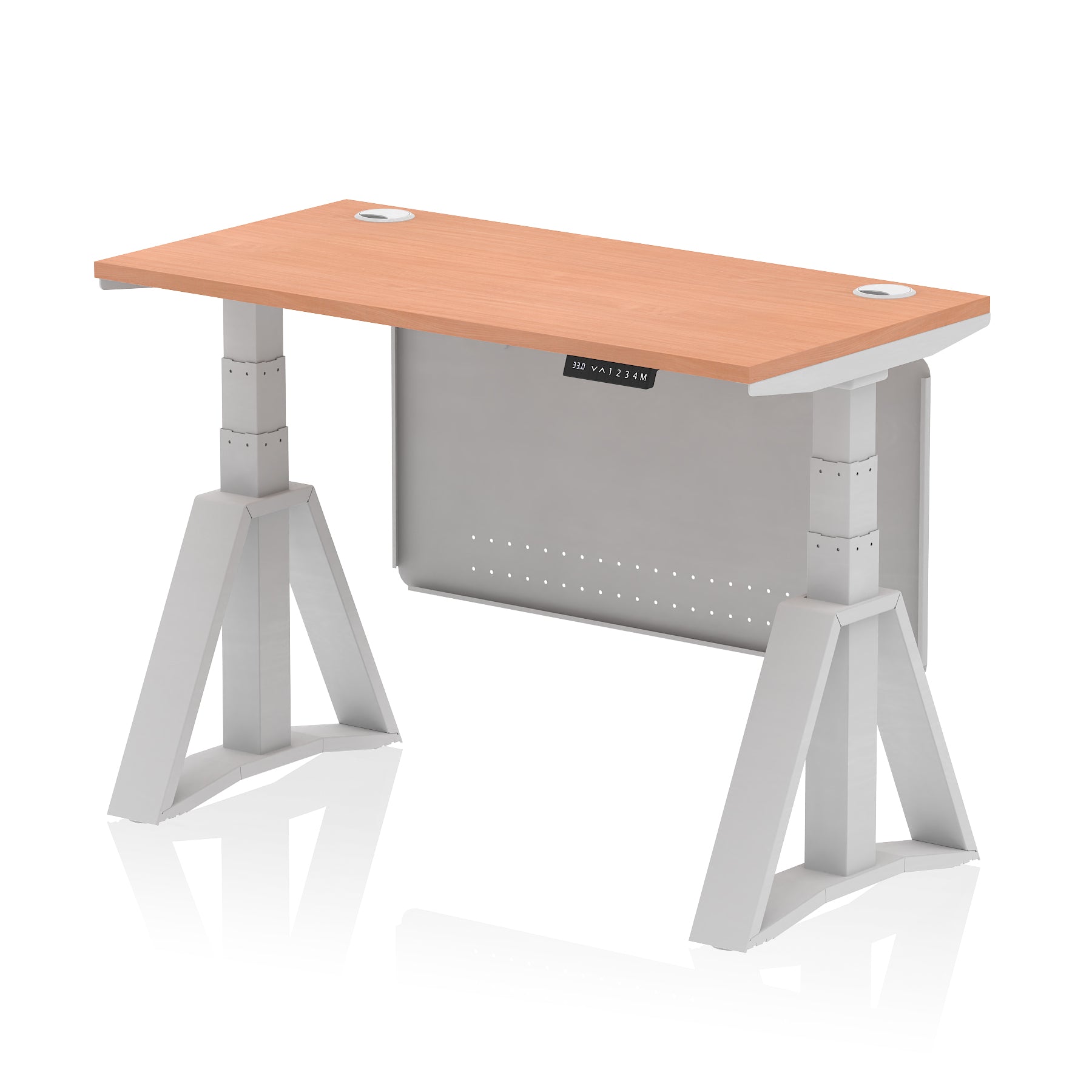 Providers Of Air Height Adjustable Slimline Desk With Cable Ports With Steel Modesty Panel With Piste Foot - 1200mm, 1400mm, 1600mm or 1800mm - Multiple Colour Options North Yourkshire
