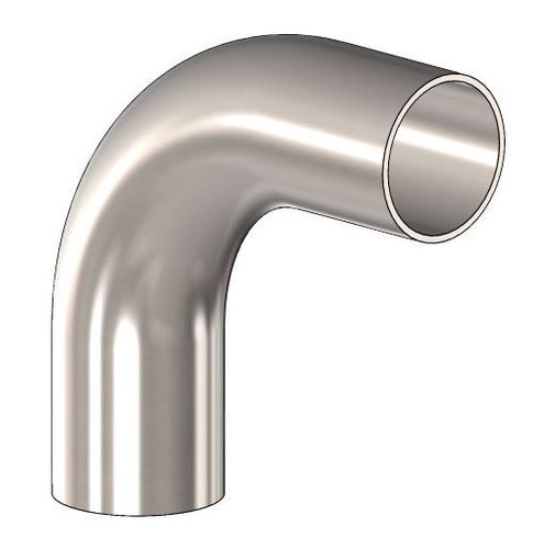 Weld Ended, DIN11865-A Metric, 90° Bend Long, 316 Stainless Steel, Dull Polish
