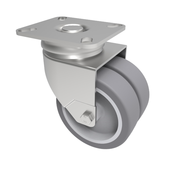 Grey Rubber Plate Swivel Castor 75mm 90kg Load