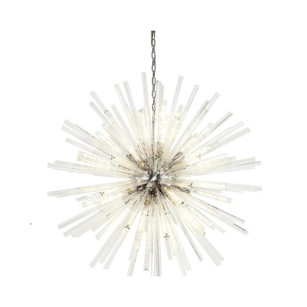 Luxuria Seneca 120cm 32 Light E27 Round Pendant Polished Nickel / Clear Glass