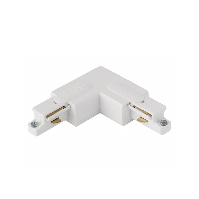 Aurora Single Circuit Track L Connector Outside Feed White