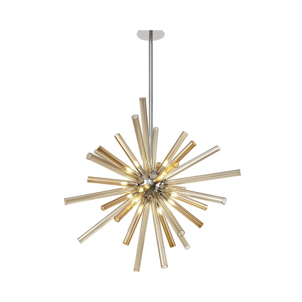 Luxuria Calypso 72cm Pendant 16 Light G9 Amber & Champagne/Polished Chrome