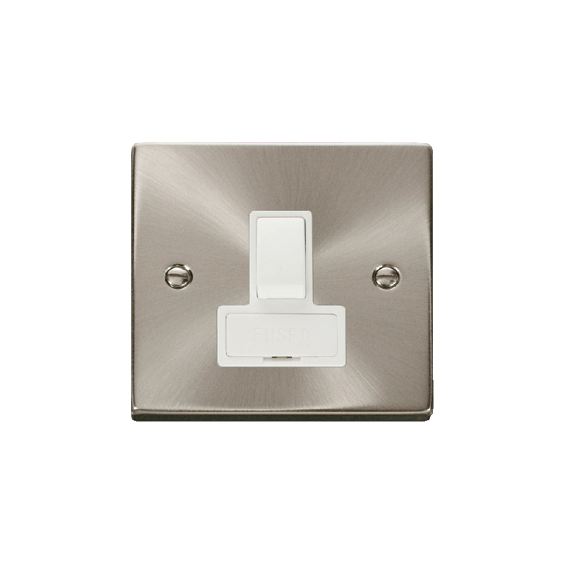 Click Deco 13A DP Switched Fused Connection Unit Satin Chrome Insert White