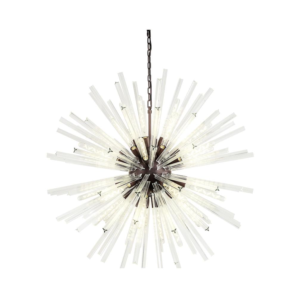 Luxuria Seneca 120cm 32 Light E27 Round Pendant Brown Oxide / Clear Glass