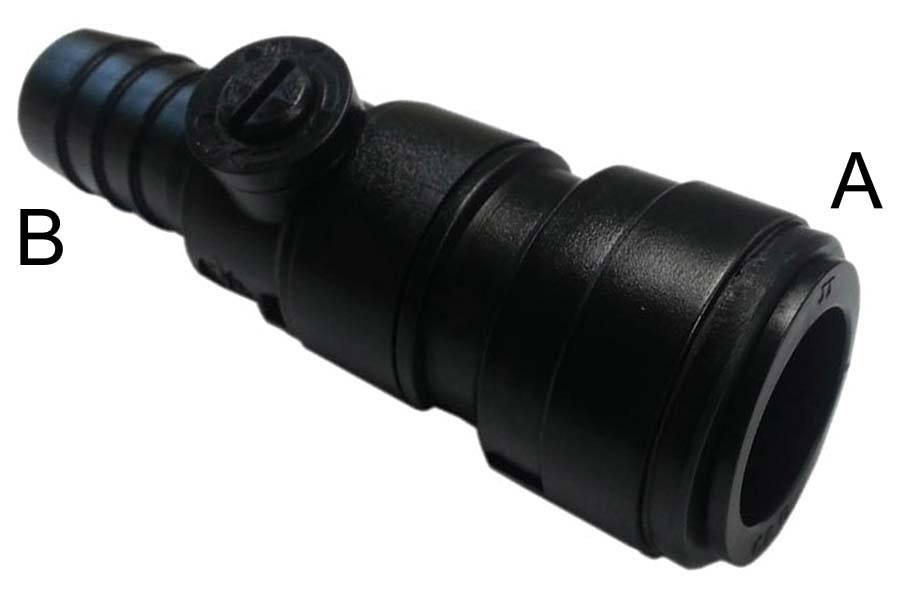 HCVB Hosetail Valved Connector