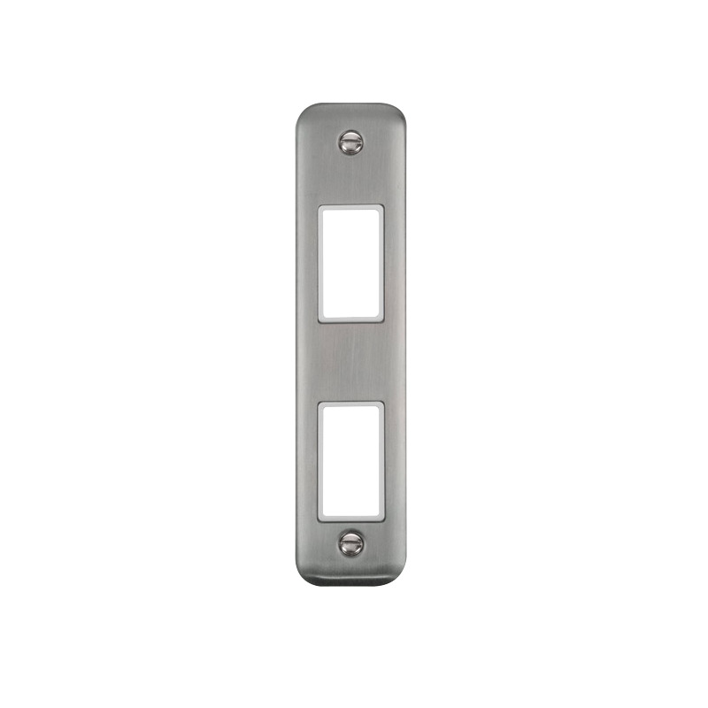 Click Deco Plus MiniGrid 2 Aperture Architrave Face Plate Stainless Steel White Inserts