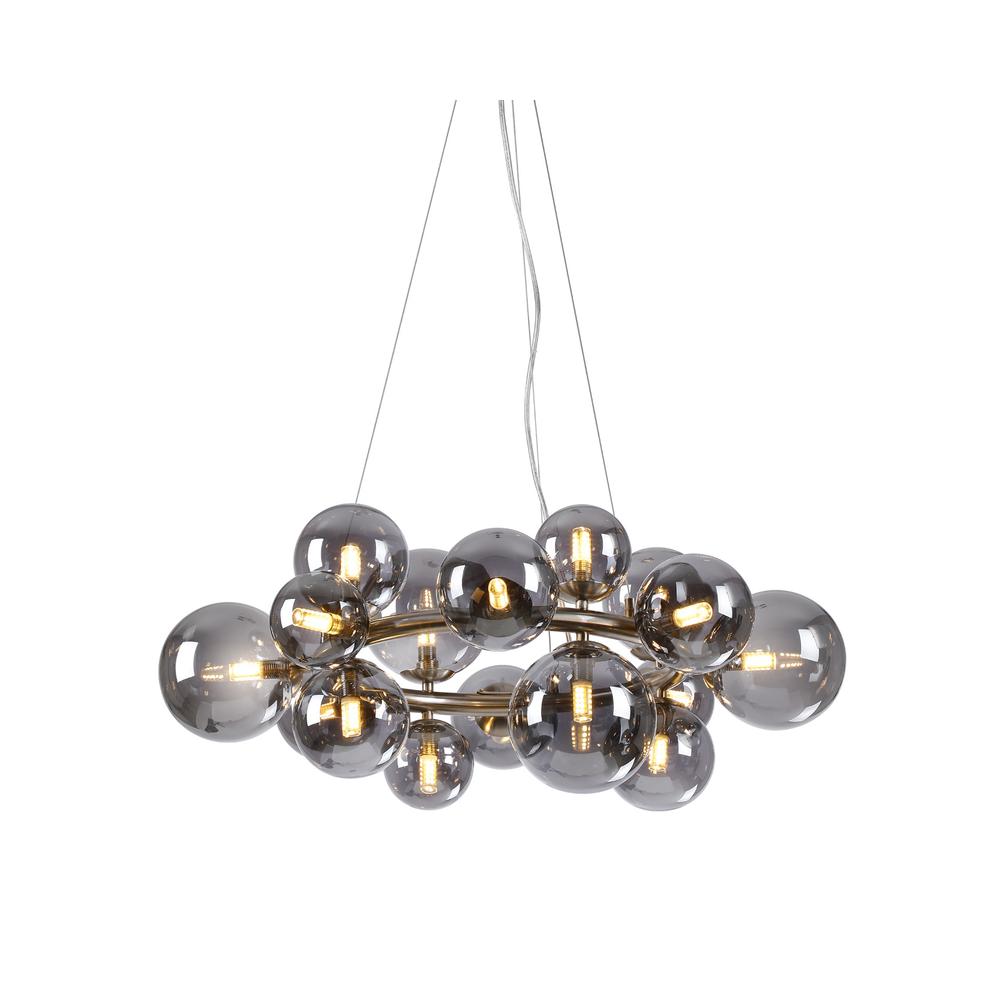 Luxuria Thorne 70cm Circular Pendant 16xG9 Satin Nickel Smoke Plated Glass