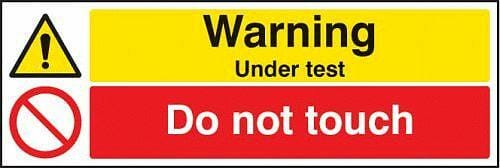 Warning under test do not touch