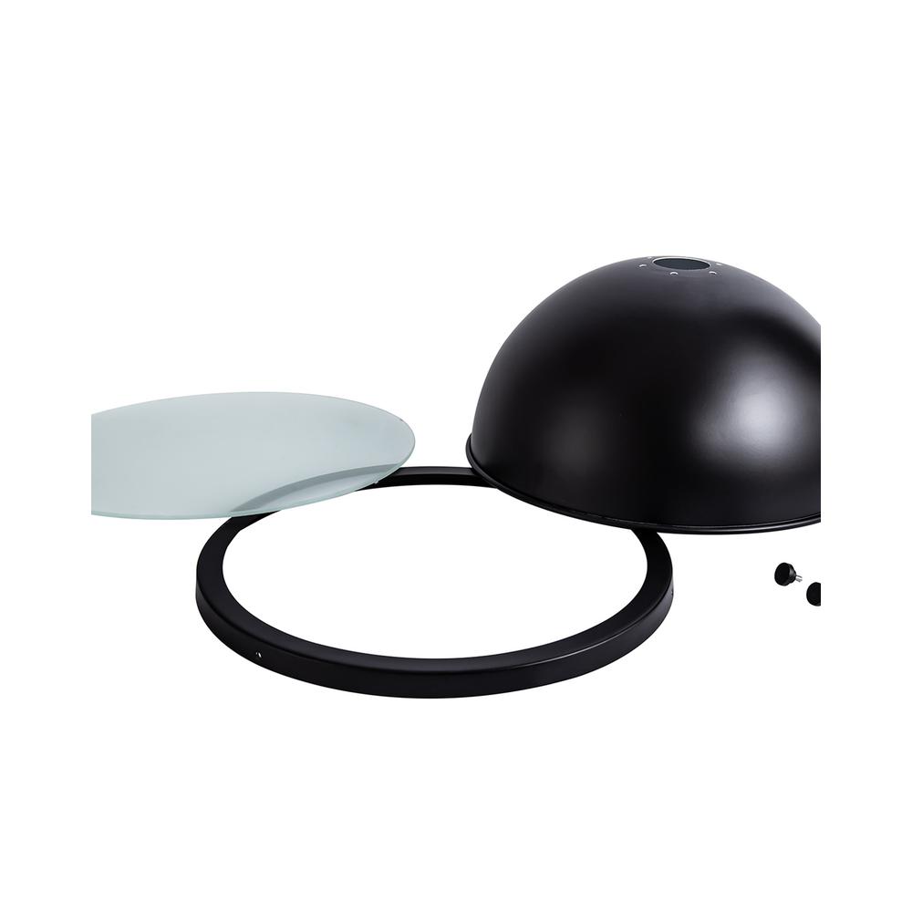 Luxuria Serena Round 31cm Matt Black Metal Shade (A) With Frosted Glass Diffuser And Trim