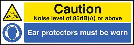 Noise level 85dB(A) ear protectors worn