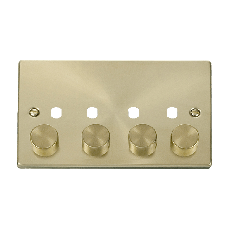 Click Deco 4 Gang Unfurnished Dimmer Plate and Knob (1600W Max) Satin Brass