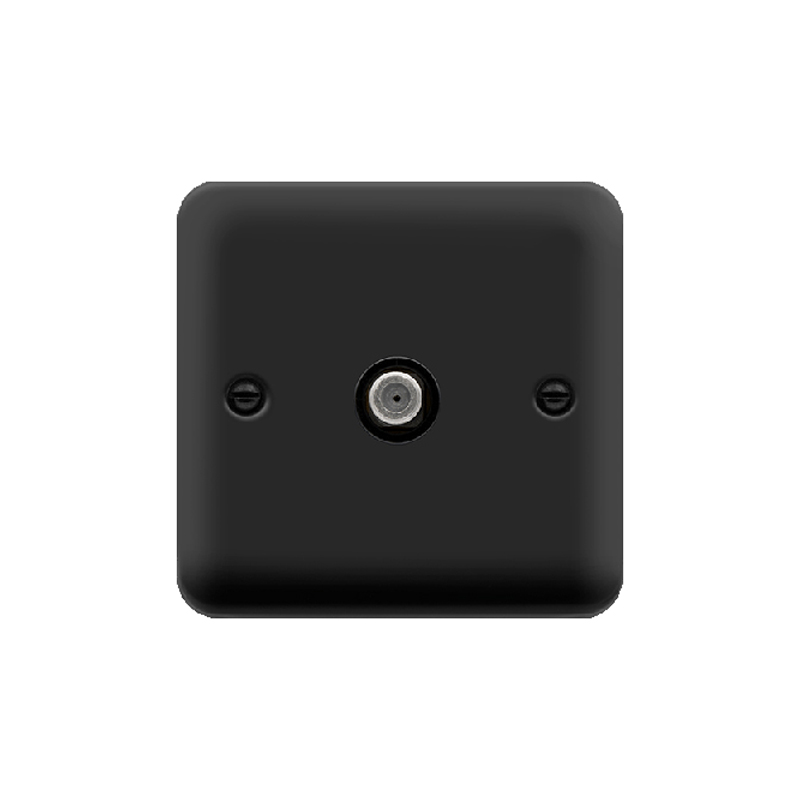 Click Deco Plus Twin Non-Isolated Single Satellite Outlet Matt Black Black Inserts