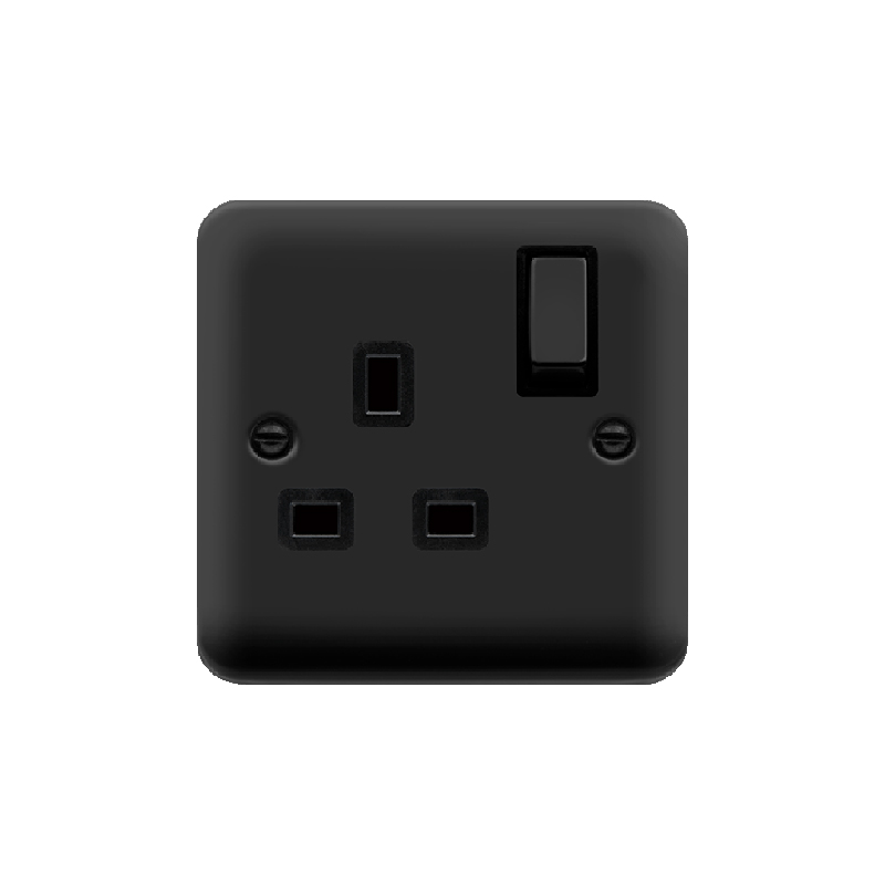 Click Deco Plus 1 Gang Socket 13A Matt Black Black Inserts