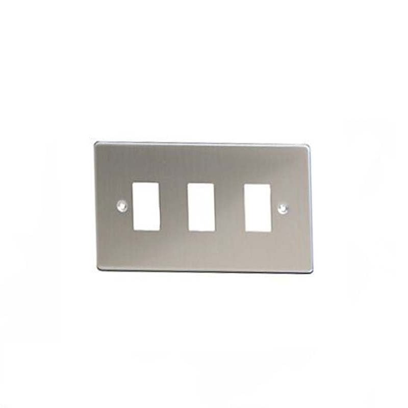 Varilight Power Grid Plates (1-12 Gang) Stainless Steel 3 Gang