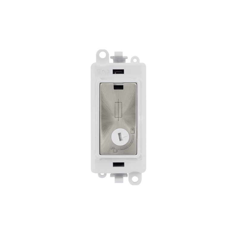 Click 20AX Satin Chrome 13A Fused Lockable Module Insert Polar White