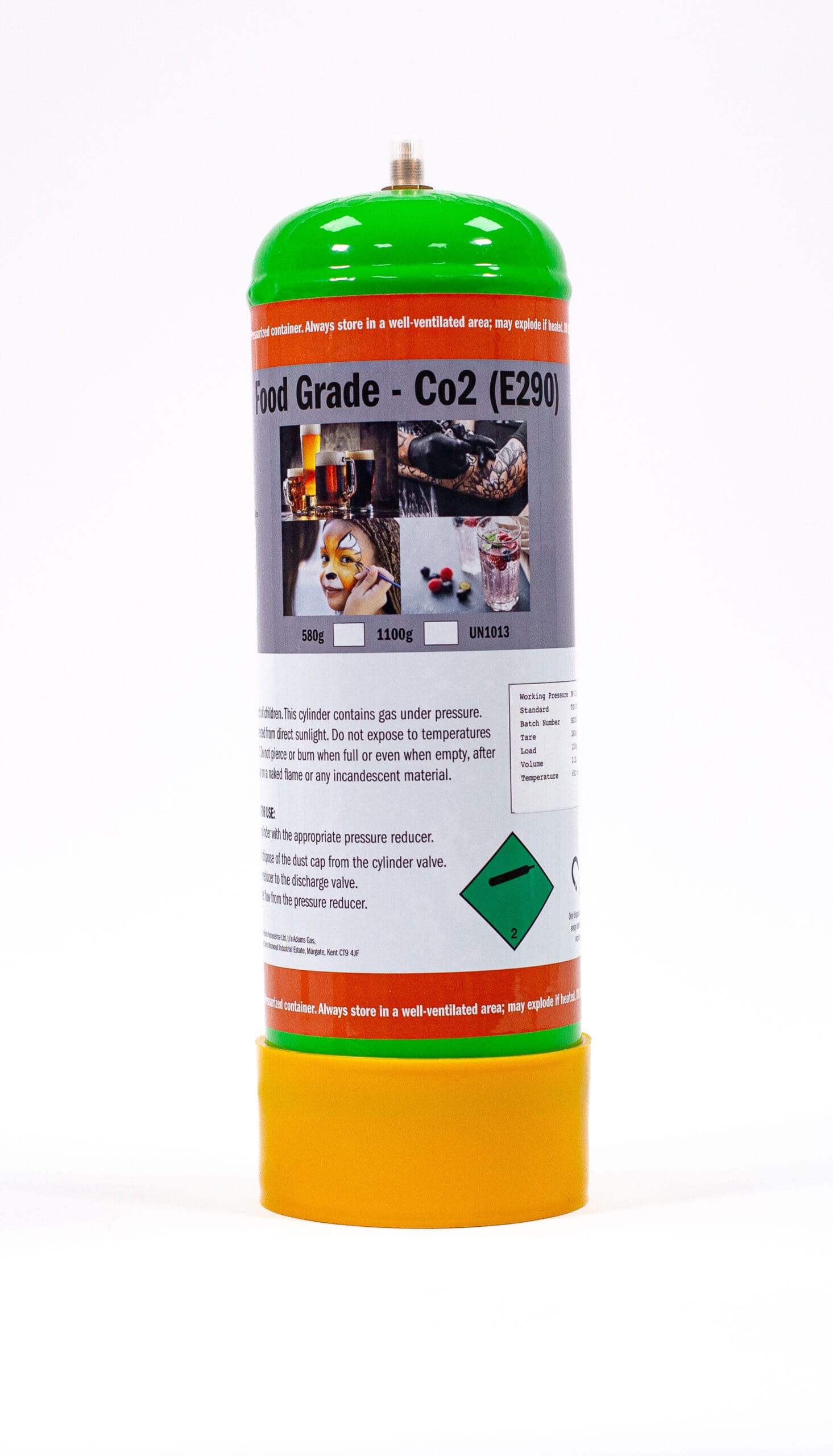 CO2 Disposable Gas Cylinder 1100g , E290 Food Grade for sparkling water and Beer – M10-1RH