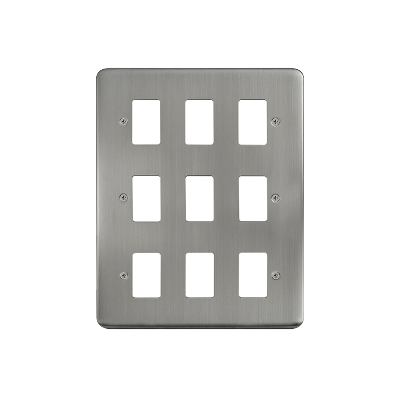 Click Deco Plus 9 Gang GridPro Frontplate Stainless Steel