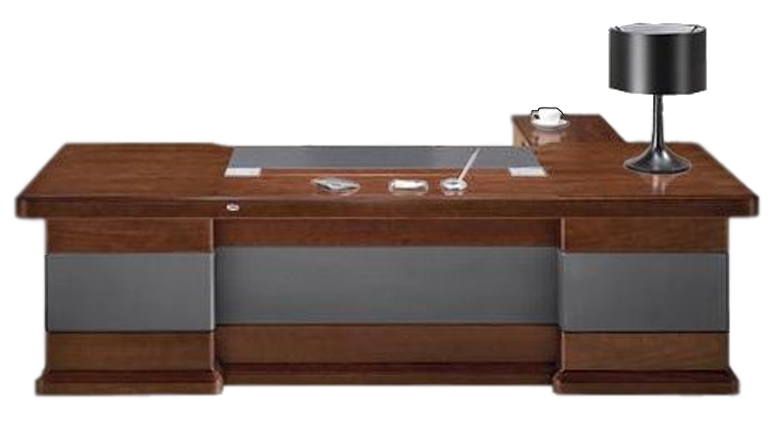 Luxury Executive Desk Black Leather Detailing - With Pedestal and Return - 2400mm / 2600mm / 2800mm - U9C241 UK