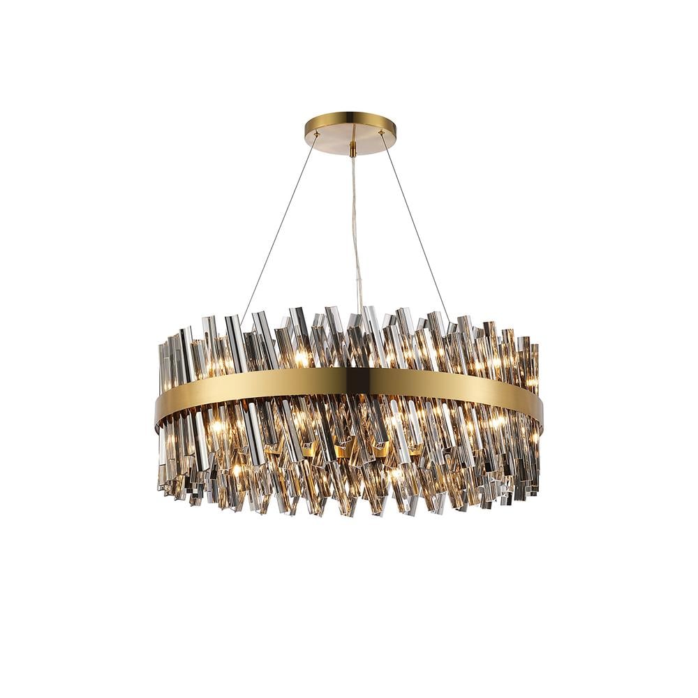 Luxuria Sylph 80cm 24 Light G9 Pendant Round Brass / Smoke