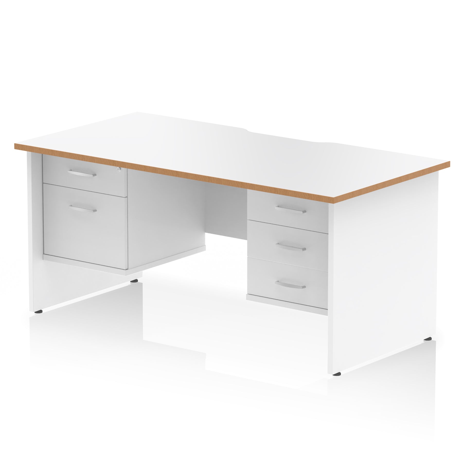 Suppliers Of Impulse Scalloped Edge Panel End Straight Desk With Two Fixed Pedestal - 1600mm - Multiple Colour Options UK