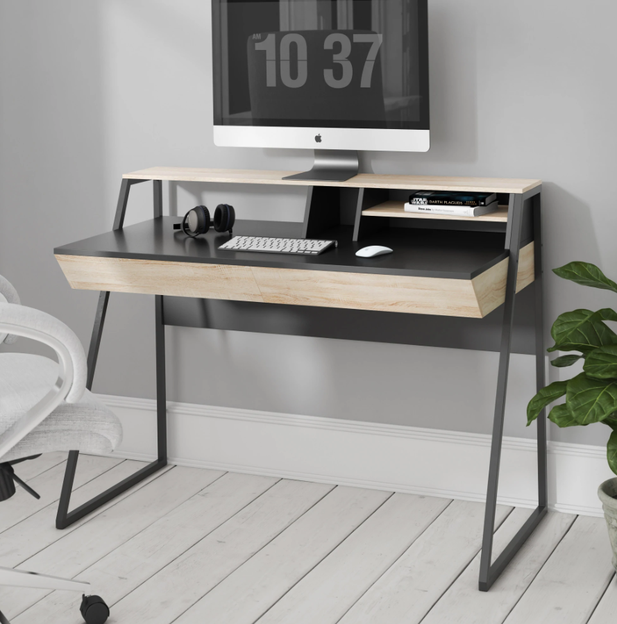 Salcombe Oak & Black Home Office Desk UK