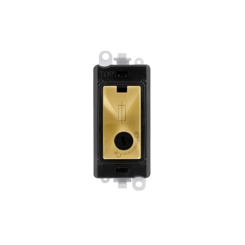 Click 20AX Satin Brass 13A Fused Lockable Module Insert Black