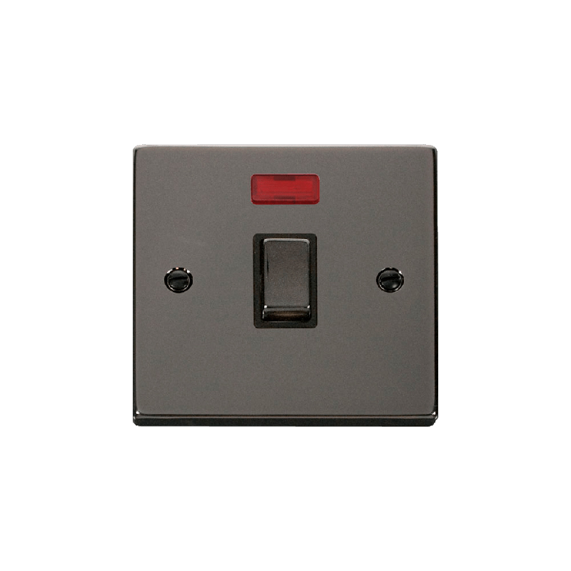 Click Deco 20A 1 Gang DP 'Ingot' Switch with Neon Black Nickel Insert Black