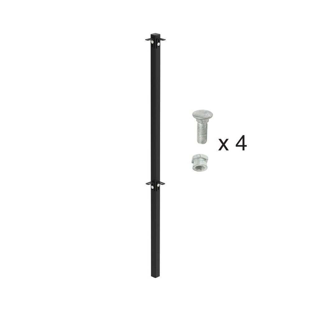 Black 1250mm High ROSPA Concrete in Corner Post includes Cleats & Fittings