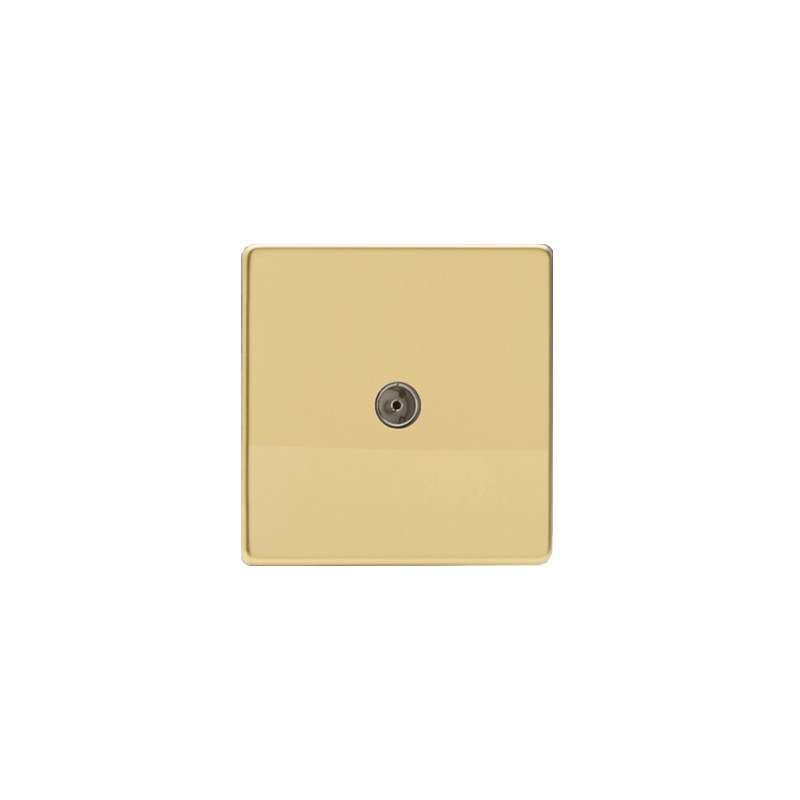 Varilight Screw Less Flat Plate Co-axial TV Socket Polished Brass