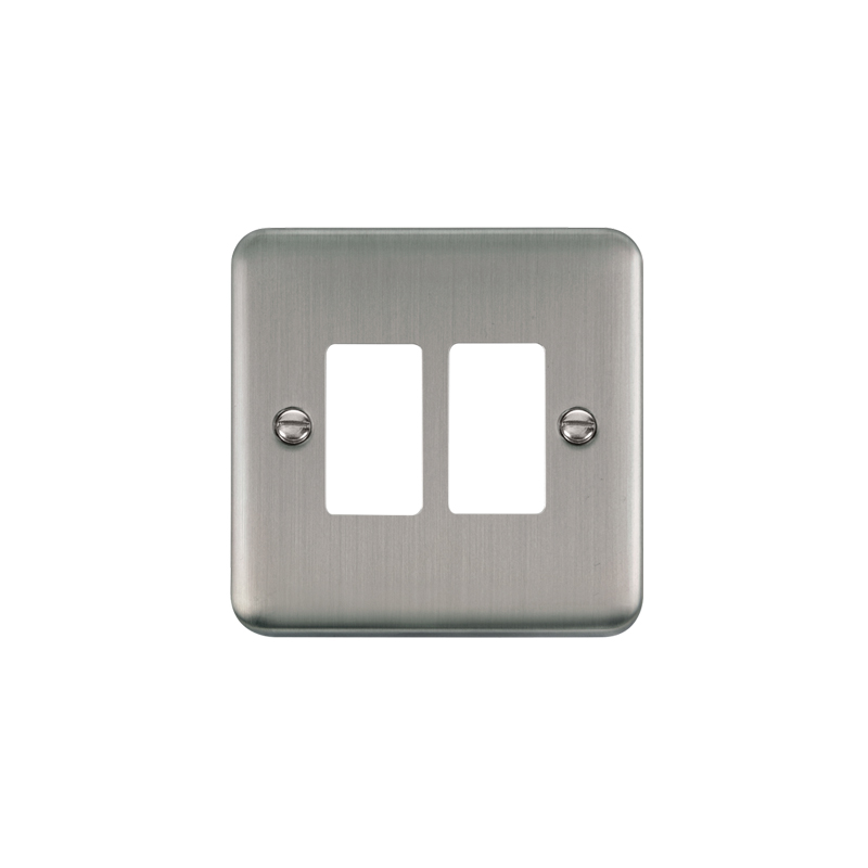 Click GridPro Deco Plus 2 Gang Frontplate Stainless Steel