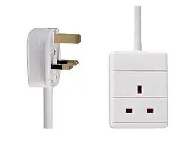 P1EX-10 10 Mtr UK Mains Plug ( BS1363 ) to Socket White office grade