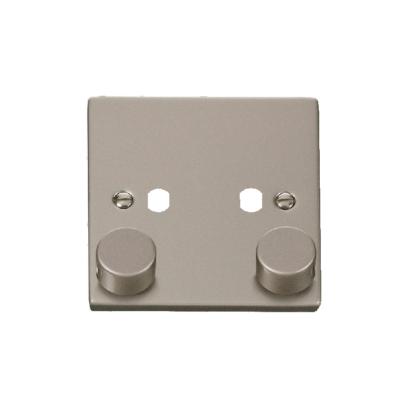 Click Deco 2 Gang Unfurnished Dimmer Plate and Knob (800W Max) Pearl Nickel